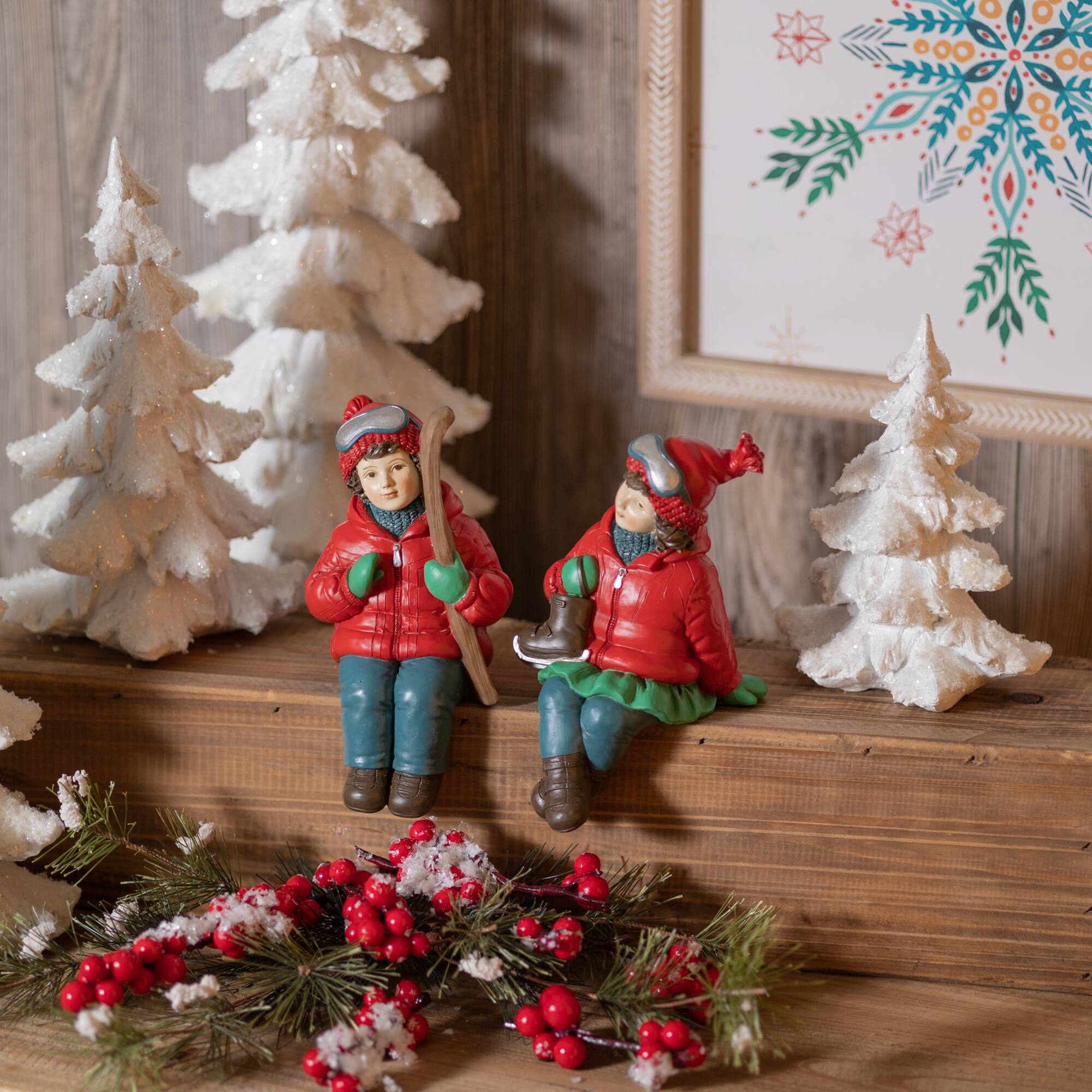 Holiday Children Shelf Sitter with Skis & Skates Set